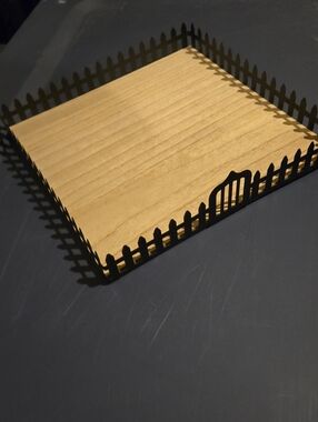 Target Wood Vanity Tray with Black Picket Fence Accent